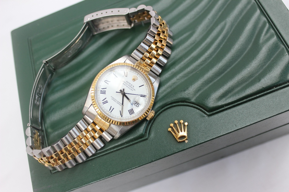 A Rolex Oyster perpetual datejust superlative chronometer, with a two tone bracelet strap,