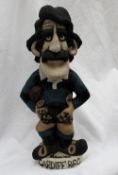 A John Hughes pottery Grogg of a Cardiff RFC player with the No.