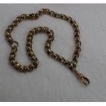 A yellow metal chain with Lobster clasp, unmarked,