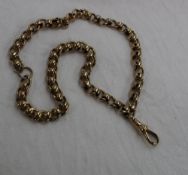 A yellow metal chain with Lobster clasp, unmarked,