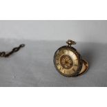A 19th century 18ct gold and enamel decorated French fob watch,