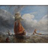 William Joseph Julius Caesar Bond Shipping at sea, Oil on board, Signed,