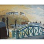 Nick Holly Old Bridge Trehafod Acrylic Signed and dated 1996 26 x 31cm