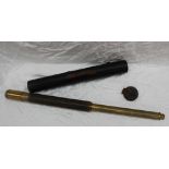 A brass and leather covered one drawer telescope, inscribed J Sewill, Maker to the Admiralty,