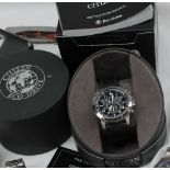 A Citizen Eco Drive WR 200 Titanium gentleman's wristwatch on a leather strap,