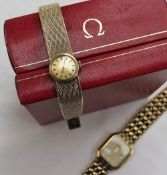 A Lady's 9ct yellow gold Omega Ladymatic wristwatch,