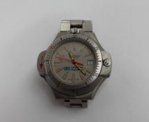 A Texswiss quartz Hewlett Packard wristwatch, the reverse inset with a compass,