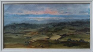 Gareth Thomas Landscape scene Above Llangennith Watercolour Signed and dated 1997 Attic Gallery