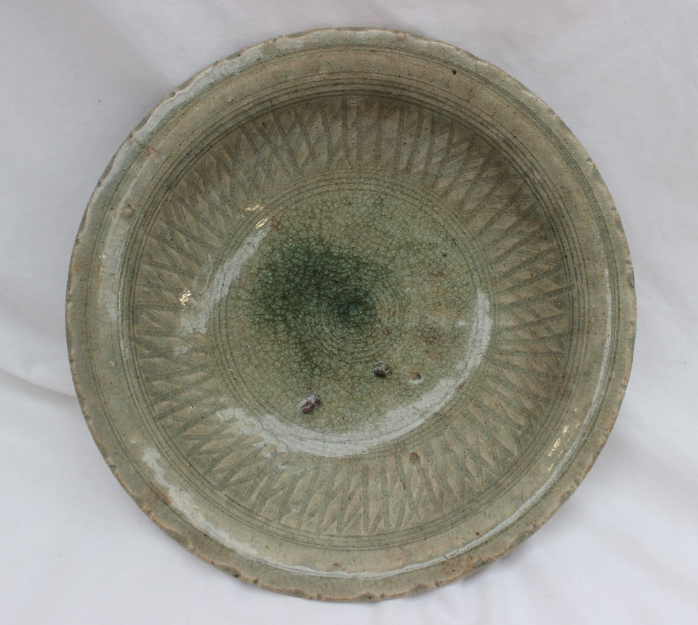 A large Chinese Lung-h'uan Southern Celadon stoneware bowl,