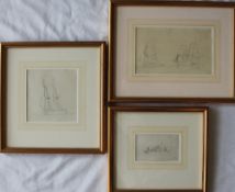 Edward Duncan masted ships Pencil sketch initialled 11 x 19cm Together with two other sketches
