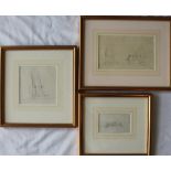 Edward Duncan masted ships Pencil sketch initialled 11 x 19cm Together with two other sketches