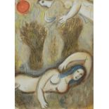 After Marc Chagall Boaz awakens and finds Ruth at his feet (M249) A lithograph 35 x 26cm