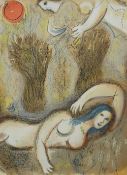 After Marc Chagall Boaz awakens and finds Ruth at his feet (M249) A lithograph 35 x 26cm