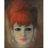 Edda Baronin von Wedel (born 1867) Head and shoulders portrait of a red headed lady Oil on