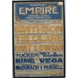 A "Newport Empire" poster, dated Monday January 30th, 1922, advertising Florence Smithson,