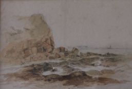 Attributed to Edward Duncan Rocky coastline Watercolour 16.5 x 24.