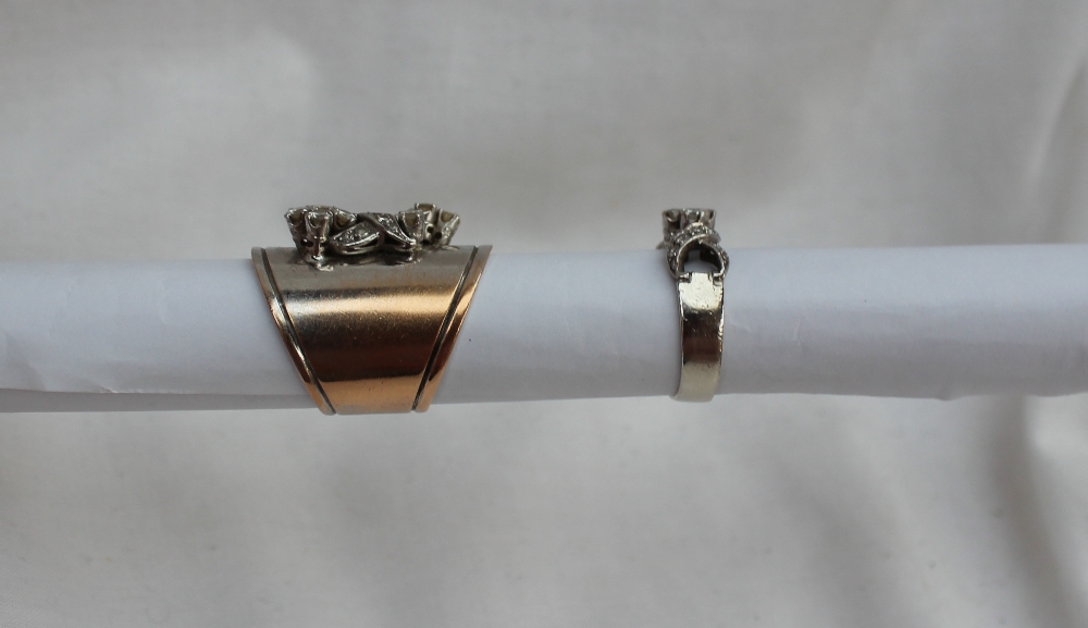 A diamond set ring, set with round old brilliant cut diamonds to a white metal setting and shank, - Image 2 of 4