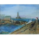 John Duggan Le Port De Barfleur Watercolour Initialled and dated 2006 27 x 35cm