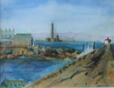 John Duggan Le Port De Barfleur Watercolour Initialled and dated 2006 27 x 35cm