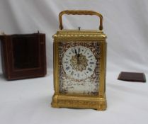 A 19th century French brass carriage clock,