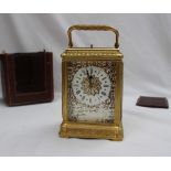 A 19th century French brass carriage clock,