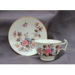 A Swansea porcelain cup and saucer, decorated in the Kingfisher pattern,