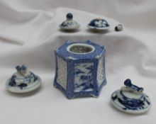 A Japanese porcelain transfer decorated cricket cage,