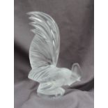 A Lalique frosted glass bantam cockerel, signed to the base "Lalique France",