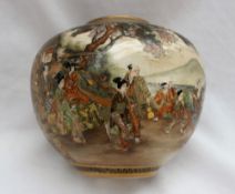 A Japanese satsuma pottery squat vase,