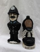 A John Hughes pottery Grogg money box, in the form of a rugby boot,