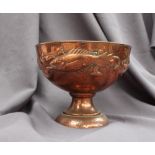 A large Newlyn Industrial Class copper pedestal bowl and rose,