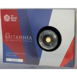 A Royal Mint 2014 Britannia fortieth-ounce gold proof coin, in capsule, mounted on a card No.