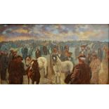 Aneurin M Jones The horse sales Oil on board Signed Inscribed verso 66.