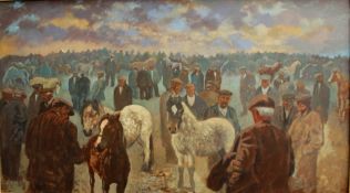 Aneurin M Jones The horse sales Oil on board Signed Inscribed verso 66.