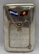 A Swedish silver cigarette case, with applied enamel flags,