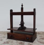 A 19th century mahogany and fruitwood book press,