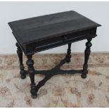 An 18th century ebonised side table,