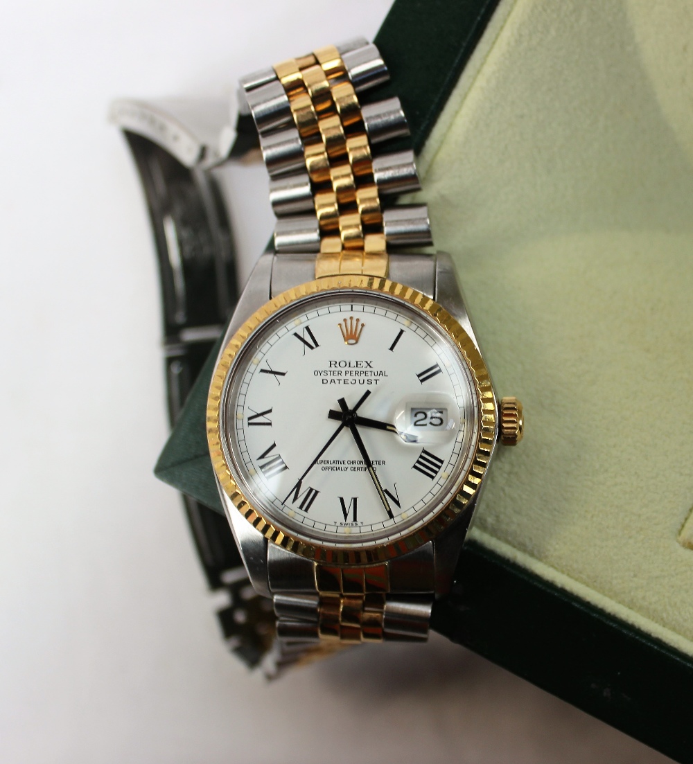 A Rolex Oyster perpetual datejust superlative chronometer, with a two tone bracelet strap, - Image 2 of 5