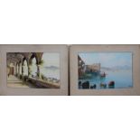 Gianni An Italian harbour scene Watercolour Signed 31 x 48cm Together with a companion of a villa