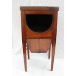 A 19th century mahogany table top wine bottle cooler of square form, with a hinged lid,