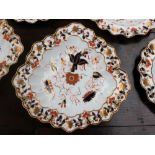 A Royal Crown Derby part dessert set, 3714 pattern, comprising six flared circular plates,