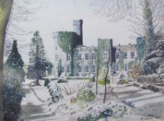 Andrew Coslett Cyfarthfa Castle Watercolour Signed Together with decorative prints