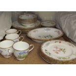 A Royal Worcester Sandringham pattern part tea and dinner service including tea cups and saucers,