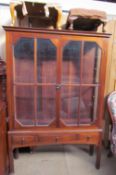 A 20th century mahogany display cabinet with a pair of glazed doors,