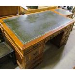 A yew pedestal desk,