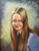 Margaret Chilcoat Head and shoulders study of Jennifer Mapleson Oil on board Signed Together with