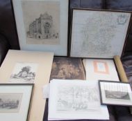 A Robert Morden Map of Wiltshire together with assorted maps and prints