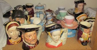 A collection of Royal Doulton Character jugs including Henry VIII D6642, Anne of Cleves,