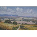 Christopher Osborne Across Cuckmere Vale Acrylics on board Signed Together with a collection of