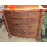 A Victorian mahogany chest with a bowed top above two short and three long drawers